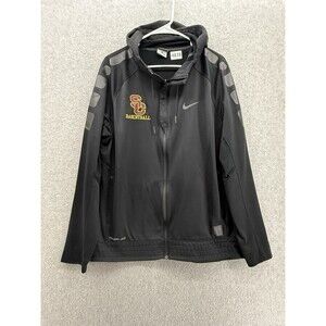 Nike Adults Full Zip Hoodie USC Track Top Basketball Solid Black Size Large